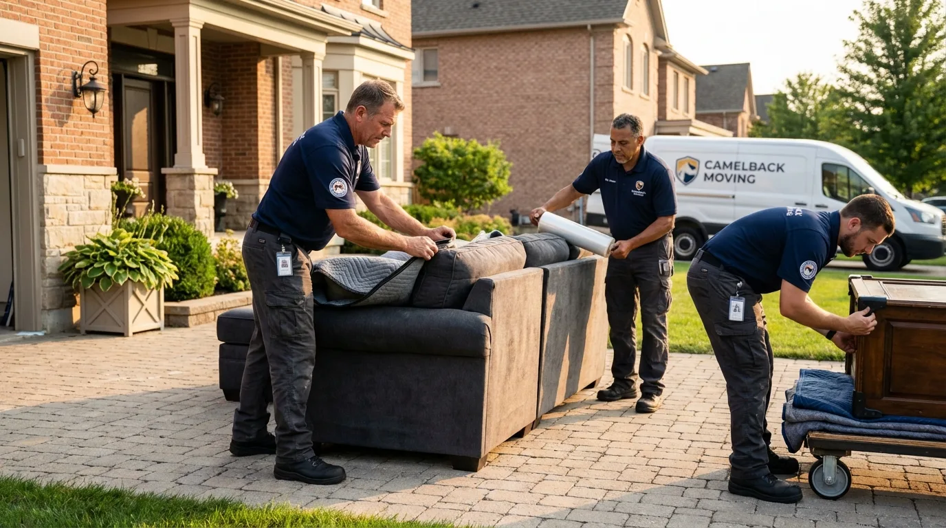 Large estate moving crew wrapping furniture in Shoshone, ID