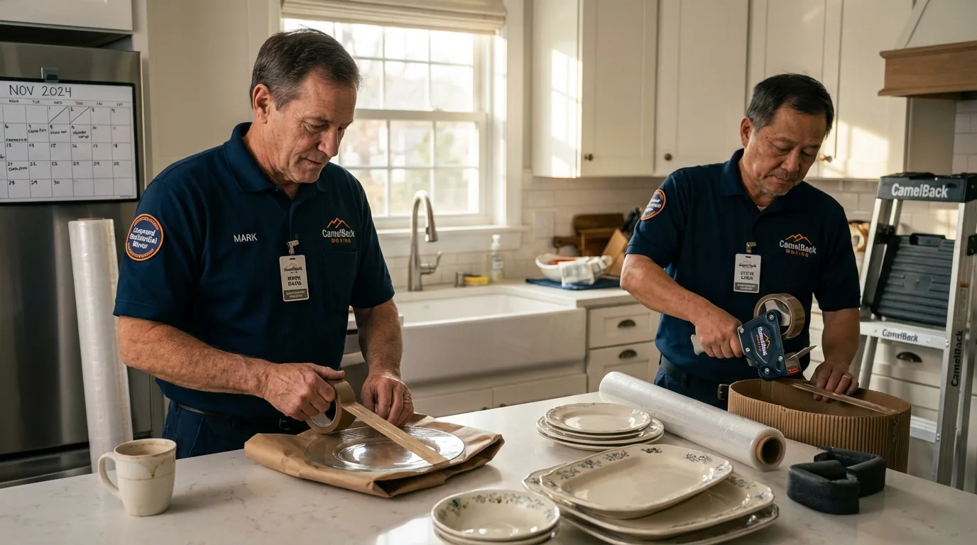 Professional crew packing kitchen dishware in Shoshone, ID