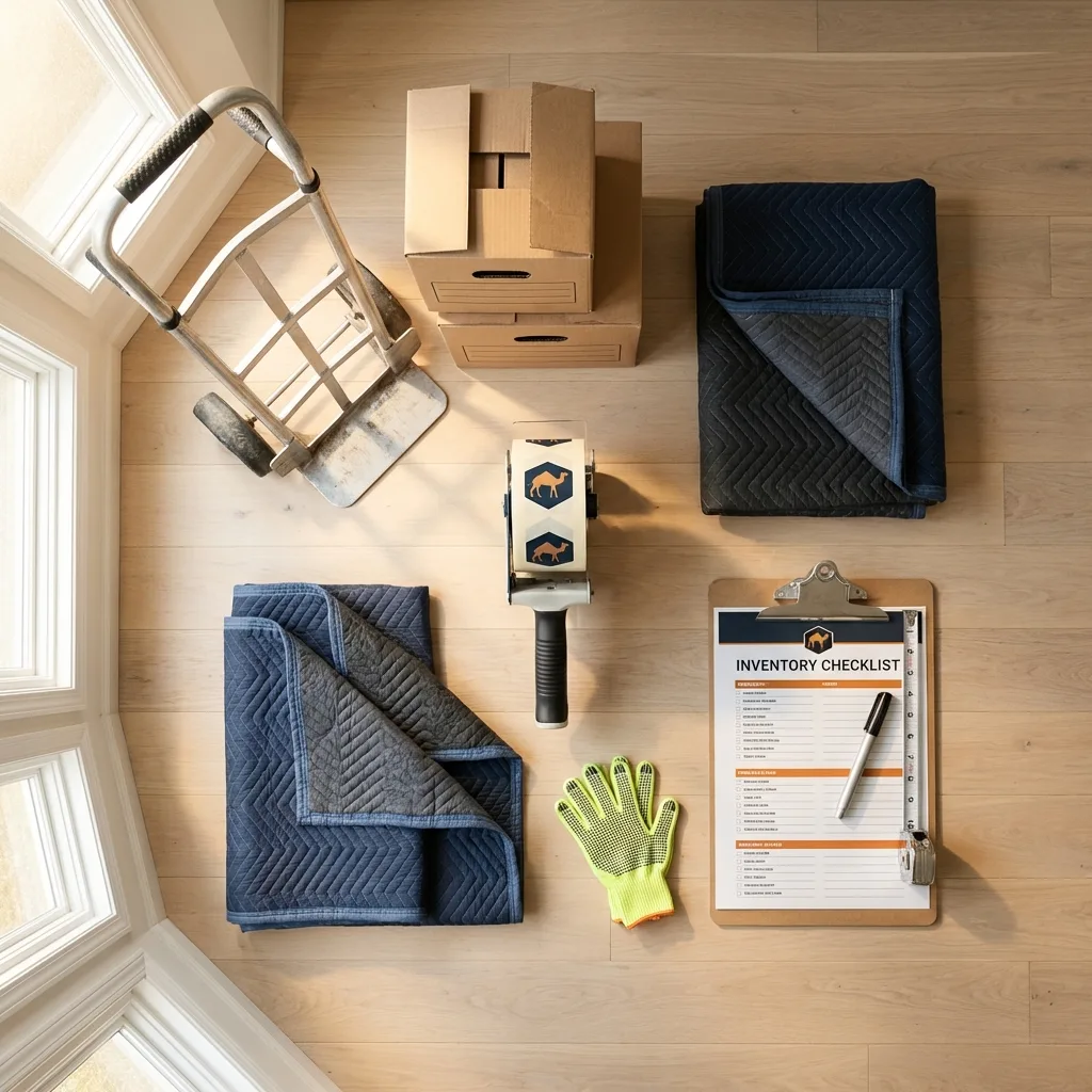 Professional moving supplies and packing materials layout for Shoshone residential relocations